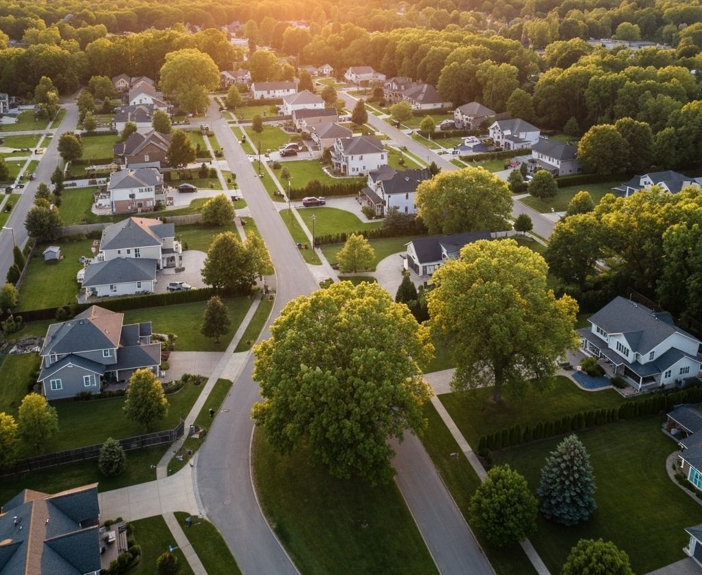 Modern suburban home with solar panels